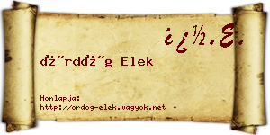 Ördög Elek névjegykártya